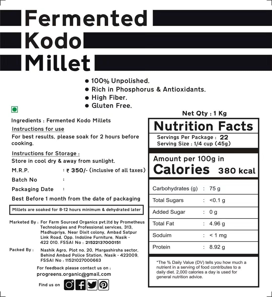 Fermented Kodo Millet Grain